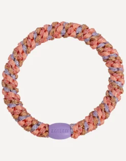 Original Hair Tie - Coral Dusty Lavendar Glitter Stripe