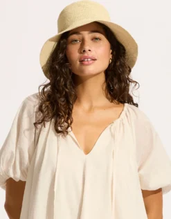 Packable Raffia Bucket Hat - Natural