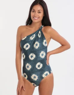 Padang One Shoulder Knot Maillot - Print