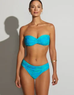 Palma Ruched Bandeau Bikini Set - Blue/Green