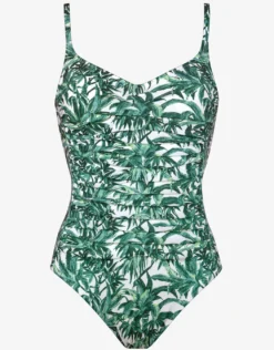 Palmette Ruched Underwired Swimsuit - Jungle Veil
