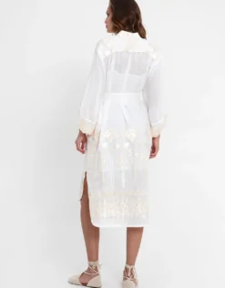 Papyrus Midi Shirt Dress - White and Champagne