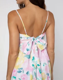 Peony Tie Back Midi Dress - Lemon