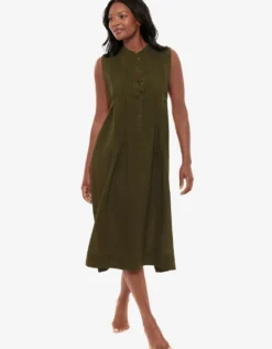 Pleated Beach Dress - Nori