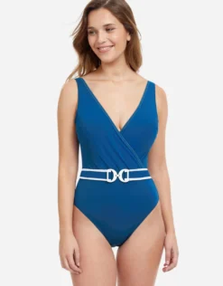 Profile California Girl Belted Wrap Swimsuit - Petrol Blue