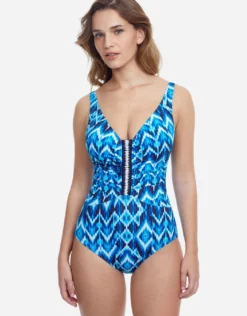 Profile Ocean Blue V Neck Swimsuit - Blue