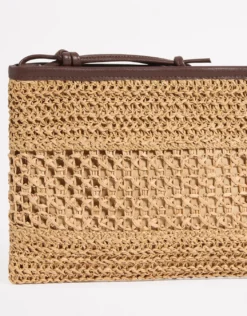 Raffia Mini Pochette Beach Bag - Sand