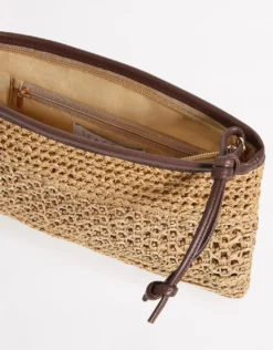 Raffia Mini Pochette Beach Bag - Sand