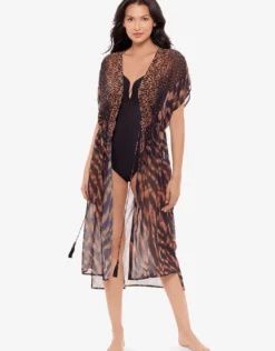 Raya De Safari Beaded Kimono - Black Brown
