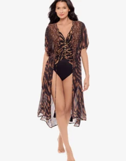 Raya De Safari Beaded Kimono - Black Brown