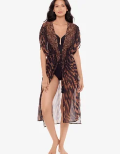Raya De Safari Beaded Kimono - Black Brown