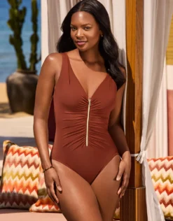 Razzle Dazzle Zipt Swimsuit - Copper