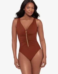 Razzle Dazzle Zipt Swimsuit - Copper