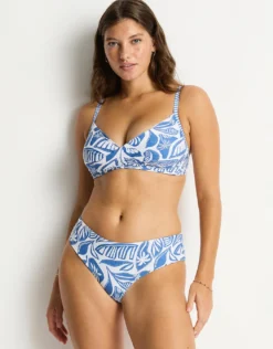 Reef Cross Front Bra Bikini Top - Denim Blue