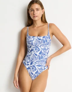 Reef Square Neck Swimsuit - Denim Blue