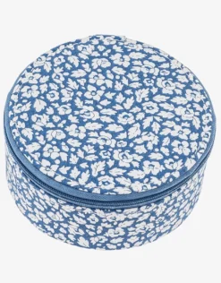 Round Jewellery Box - Liberty Feather Blue