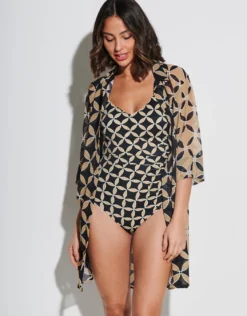 Samoa Mini Beach Shirt - Black and Gold