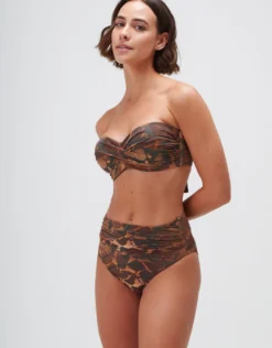 Savanna Ruched High Waist Bikini Pant - Warm Earth