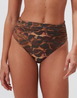 Savanna Ruched High Waist Bikini Pant - Warm Earth