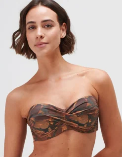 Savanna Twist Bandeau Bikini Top - Warm Earth