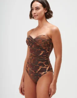 Savanna Underwired Twist Bandeau Swimsuit - Warm Earth