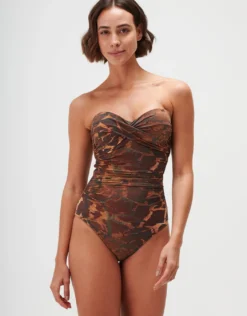 Savanna Underwired Twist Bandeau Swimsuit - Warm Earth