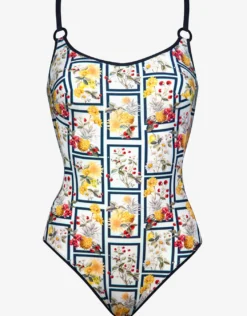 Scenery Underwired Tank Swimsuit - Monochrome Garden