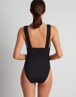 Sculpting Solids Modern V Neck Swimsuit - Black