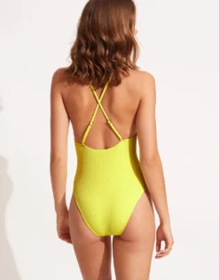 Sea Dive Scoop Neck Swimsuit - Wild Lime