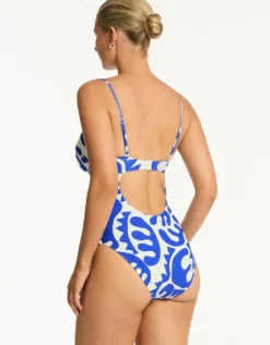 Seascape Balconette Swimsuit - Blue