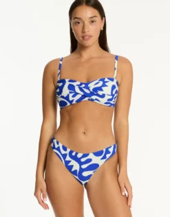 Seascape Twist Bandeau Bikini Top - Blue