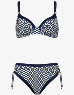 Seaside Dining Underwired Bikini Set - Navy Cream