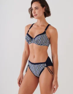 Seaside Dining Underwired Bikini Set - Navy Cream