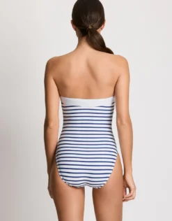 Seaside Stripe Modern Bandeau Mio Swimsuit - Blue and White