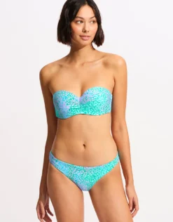 Sea Skin Bustier Bandeau Bikini Top - Vivid Green