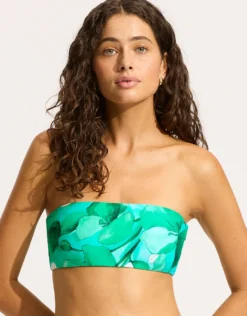 Secret Garden Reversible Tube Bikini Top - Jade