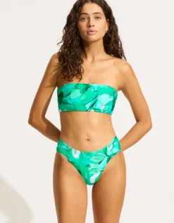 Secret Garden Reversible Tube Bikini Top - Jade