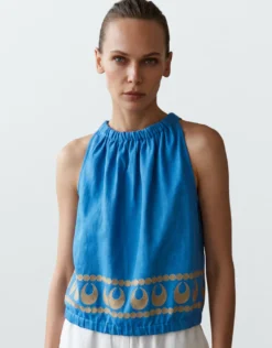 Selene Sleeveless Top - Blue Raf and Gold