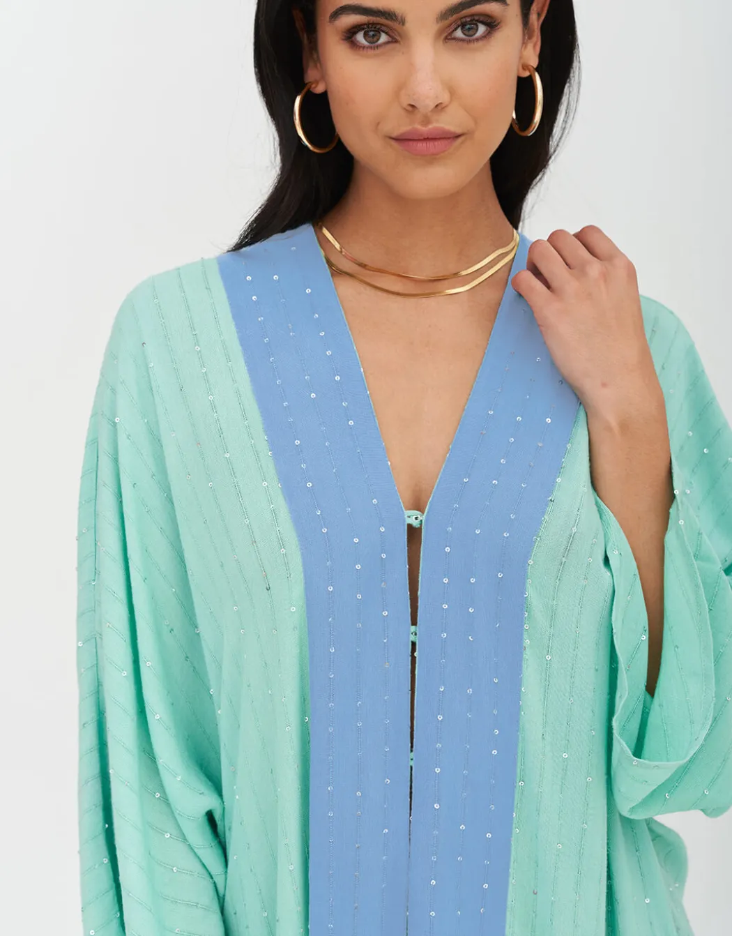 Sequin Kimono - Mint