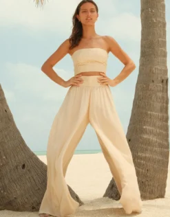 Sequin Palazzo Pants - Melon