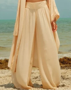 Sequin Palazzo Pants - Melon