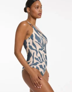 Sereno One Shoulder Ring Swimsuit - Steel Blue