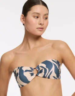 Sereno Ring Bandeau Bikini Top - Steel Blue