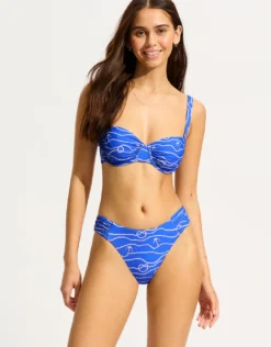 Set Sail Ruched Underwired Bikini Top - Azure