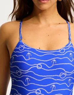 Set Sail Scoop Neck Swimsuit - Azure
