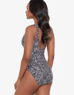 Shore Leave Zipt Swimsuit - Black and White