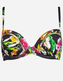 Siciliana Underwired Moulded Bikini Top - Black-Brights