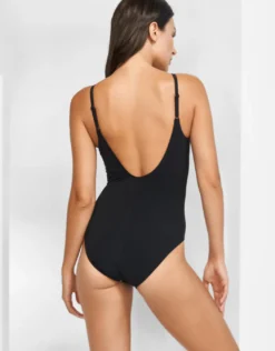 Silence Ladder Plunge Swimsuit - Black and White