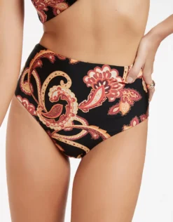 Silk Road High Waist Bikini Pant - Black
