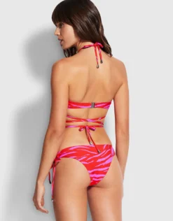 Skin Deep Loop Tie Side Bikini Pant -Mandarin Red
